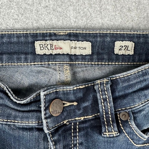 BKE Payton Womens Jeans Low Rise Dark Wash Bootcut Denim 27x33.5 Thick Stitch L - Picture 2 of 11